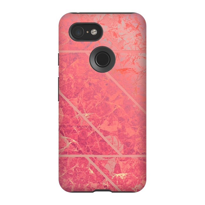 Pixel 3 StrongFit Pink Marble Texture G281 by Medusa GraphicArt