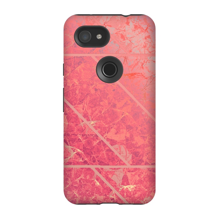 Pixel 3A StrongFit Pink Marble Texture G281 by Medusa GraphicArt