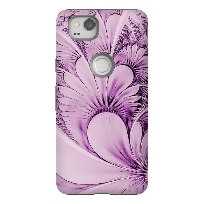 Pixel 2 StrongFit Pink Fractal Flowers by Andrea Haase