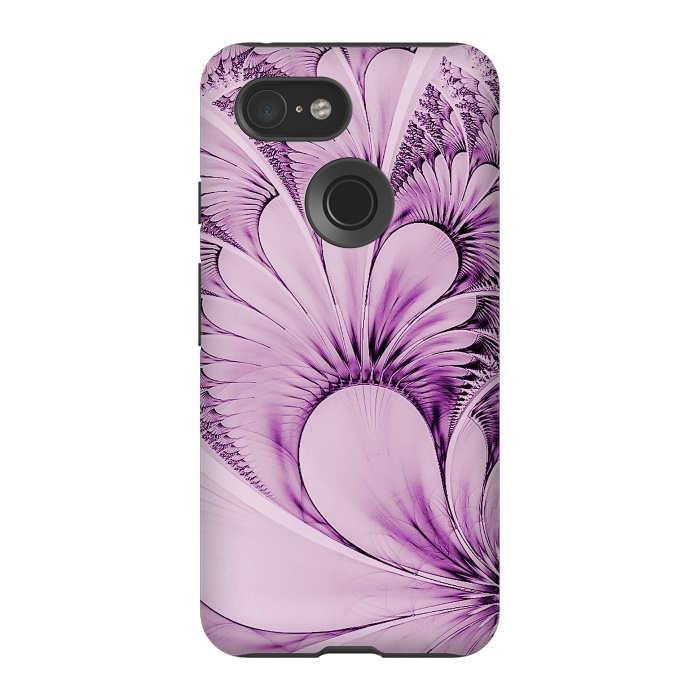 Pixel 3 StrongFit Pink Fractal Flowers by Andrea Haase