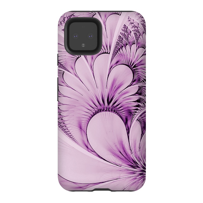 Pixel 4 StrongFit Pink Fractal Flowers by Andrea Haase