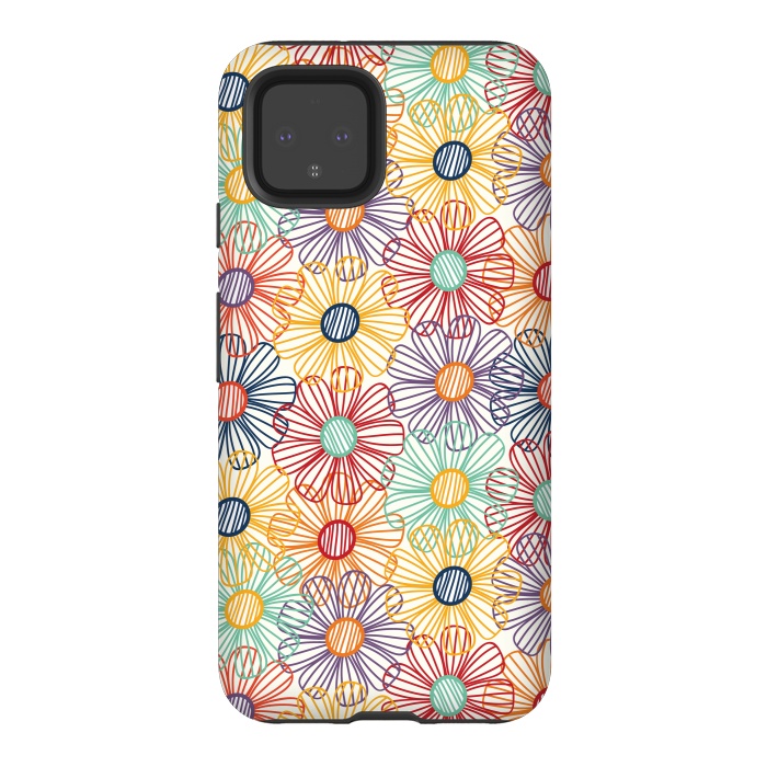 Pixel 4 StrongFit RAINBOW FLORAL by TracyLucy Designs