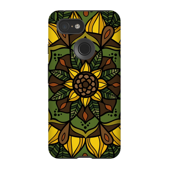 Pixel 3 StrongFit Sunflower Mandala by Majoih