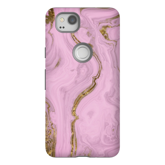 Pixel 2 StrongFit Elegant Pink Marble With Gold 2 by Andrea Haase