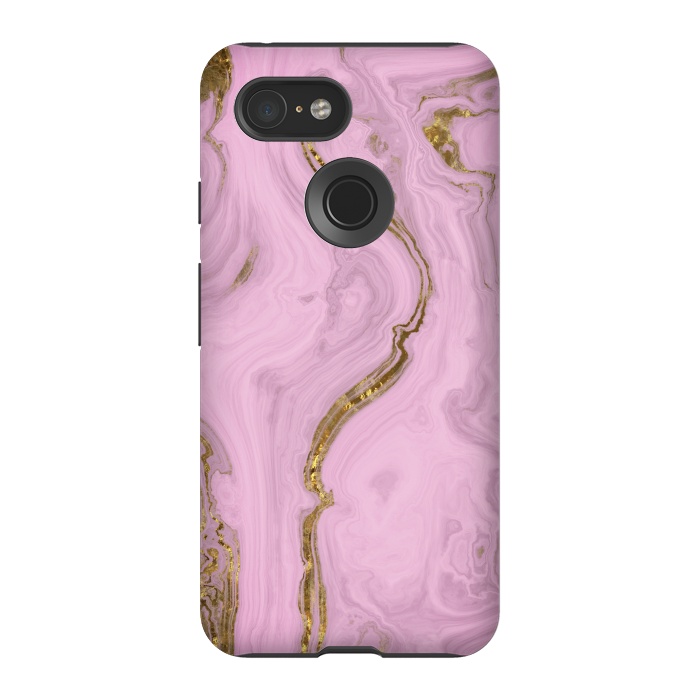Pixel 3 StrongFit Elegant Pink Marble With Gold 2 by Andrea Haase