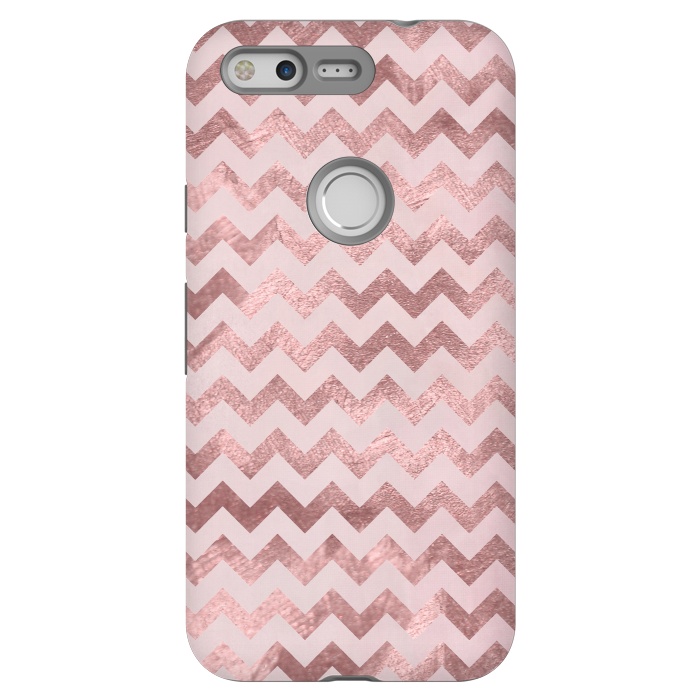 Pixel StrongFit Elegant Rose Gold Chevron Stripes 2 by Andrea Haase