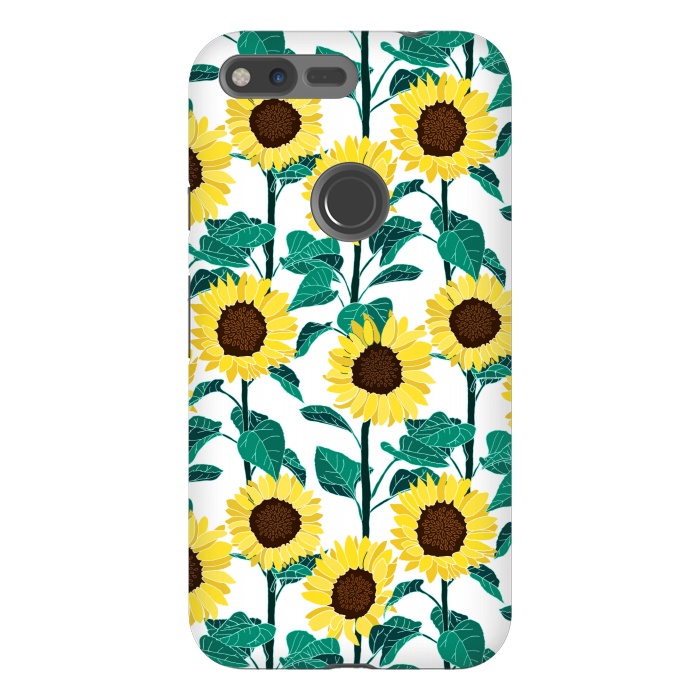 Pixel XL StrongFit Sunny Sunflowers - White  by Tigatiga