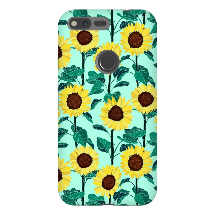 Pixel XL StrongFit Sunny Sunflowers - Mint  by Tigatiga