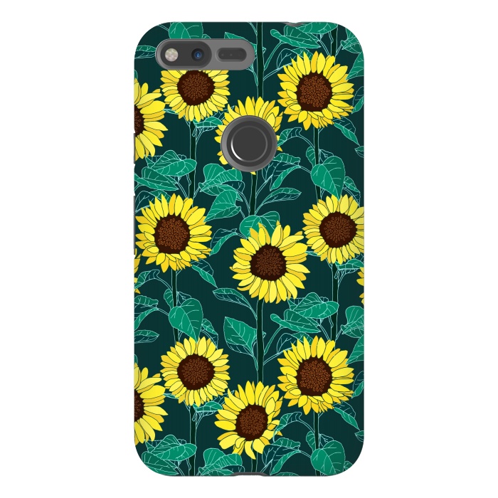 Pixel XL StrongFit Sunny Sunflowers - Emerald  by Tigatiga