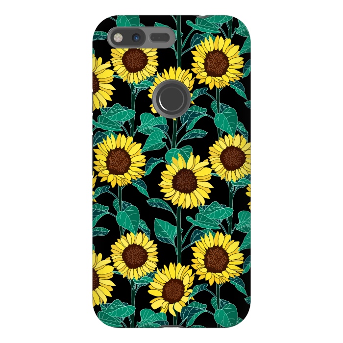 Pixel XL StrongFit Sunny Sunflowers - Black  by Tigatiga