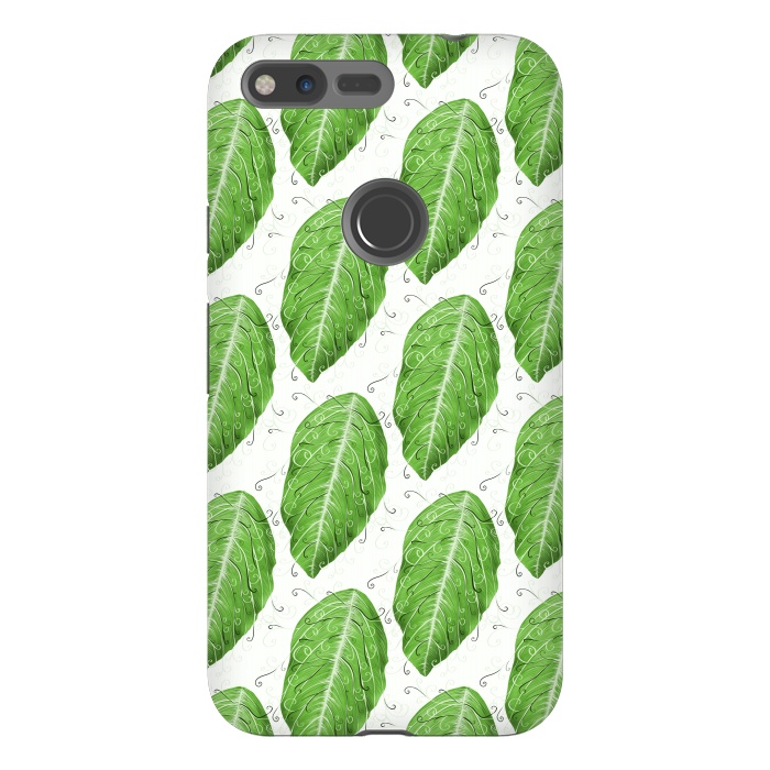 Pixel XL StrongFit Swirly Green Leaf Pattern by Boriana Giormova