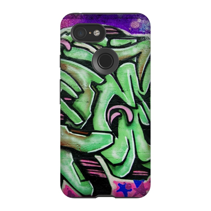 Pixel 3 StrongFit Green Graffiti by Andrea Haase