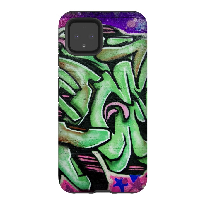 Pixel 4 StrongFit Green Graffiti by Andrea Haase