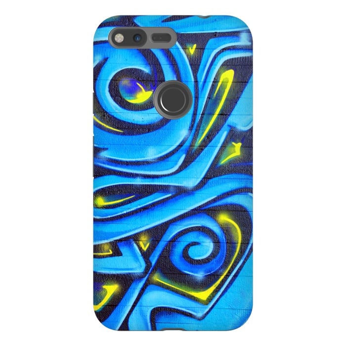 Pixel XL StrongFit Blue Yellow Graffiti by Andrea Haase