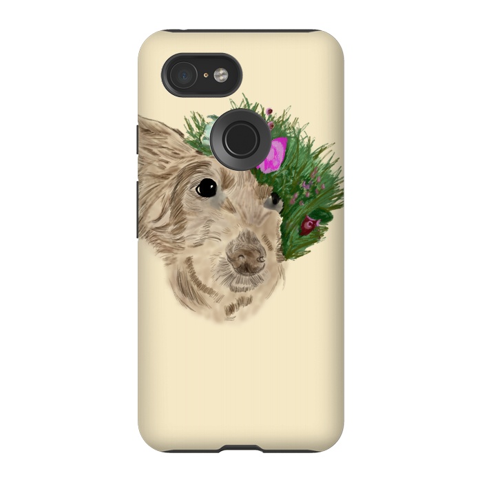 Pixel 3 StrongFit Flowers with dog by Merveilleux Clement