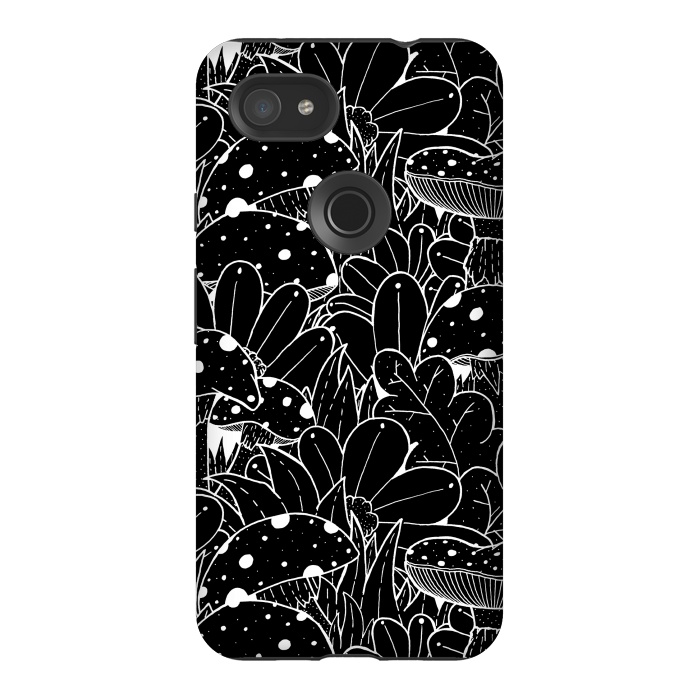 Pixel 3AXL StrongFit Black and white autumn pattern by Steve Wade (Swade)