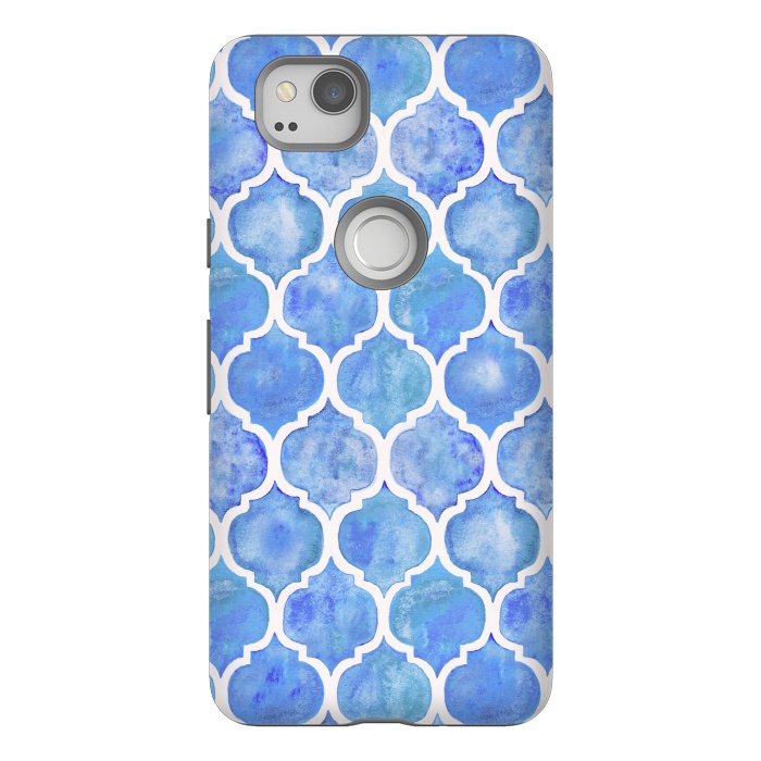 Pixel 2 StrongFit Cornflower Blue Textured Moroccan Pattern by Micklyn Le Feuvre