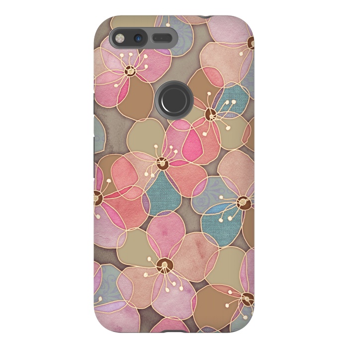Pixel XL StrongFit Simple Floral in Soft Neutrals and Pink by Micklyn Le Feuvre