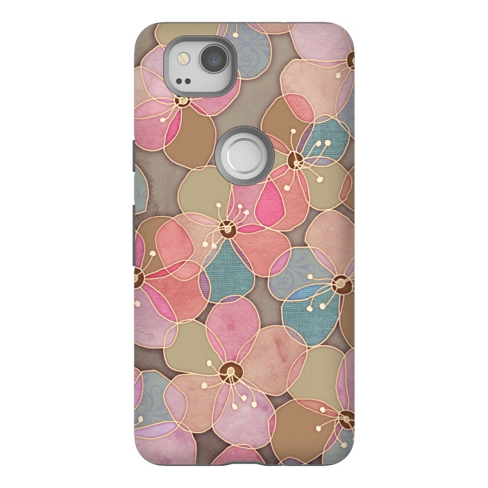 Pixel 2 StrongFit Simple Floral in Soft Neutrals and Pink by Micklyn Le Feuvre