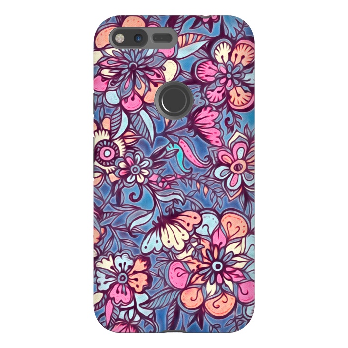 Pixel XL StrongFit Sweet Spring Floral - soft indigo & candy pastels by Micklyn Le Feuvre