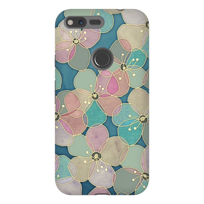 Pixel XL StrongFit It's Always Summer Somewhere - floral pattern on teal by Micklyn Le Feuvre