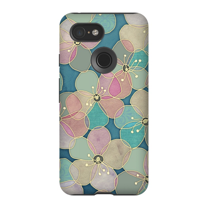 Pixel 3 StrongFit It's Always Summer Somewhere - floral pattern on teal by Micklyn Le Feuvre