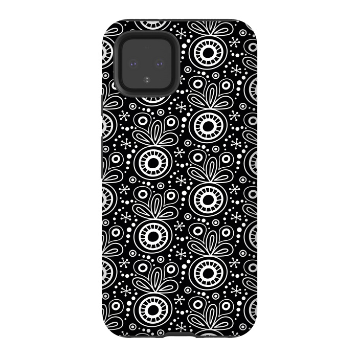 Pixel 4 StrongFit Abstract Doodle Pattern Black by Majoih