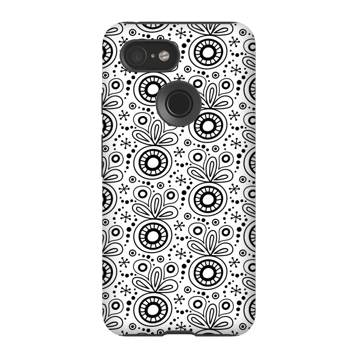 Pixel 3 StrongFit Abstract Doodle Pattern White by Majoih