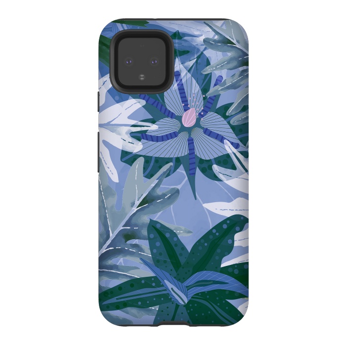 Pixel 4 StrongFit Blue Purple Aloha Tropical Jungle  by  Utart