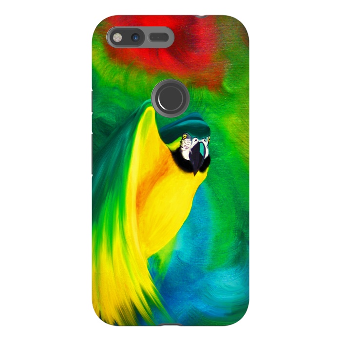 Pixel XL StrongFit Macaw Parrot Ara Oil on Canvas Painting  by BluedarkArt