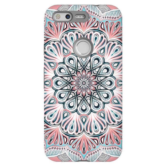 Pixel StrongFit Expansion - boho mandala in soft salmon pink & blue by Micklyn Le Feuvre
