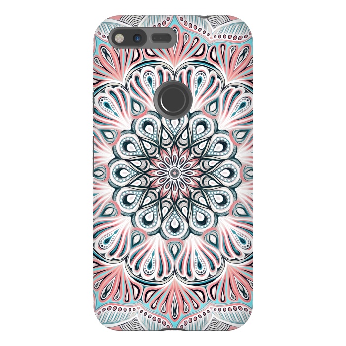 Pixel XL StrongFit Expansion - boho mandala in soft salmon pink & blue by Micklyn Le Feuvre