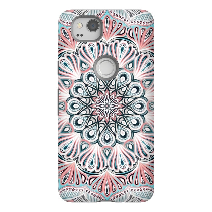 Pixel 2 StrongFit Expansion - boho mandala in soft salmon pink & blue by Micklyn Le Feuvre