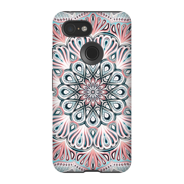 Pixel 3 StrongFit Expansion - boho mandala in soft salmon pink & blue by Micklyn Le Feuvre