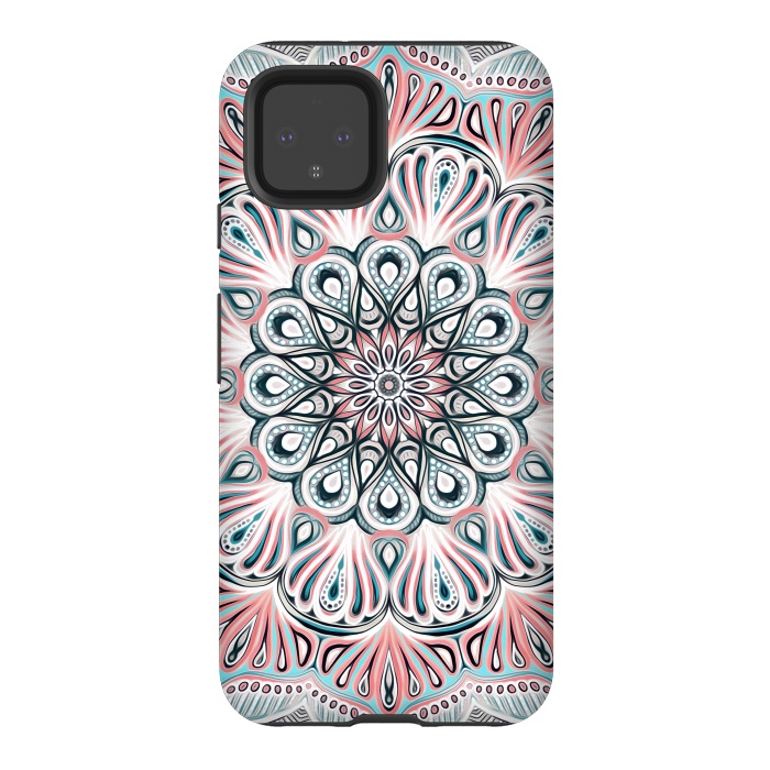 Pixel 4 StrongFit Expansion - boho mandala in soft salmon pink & blue by Micklyn Le Feuvre