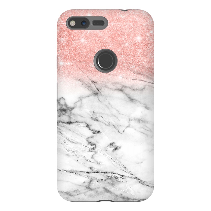 Pixel XL StrongFit Rose Gold Glitter on Marble by  Utart