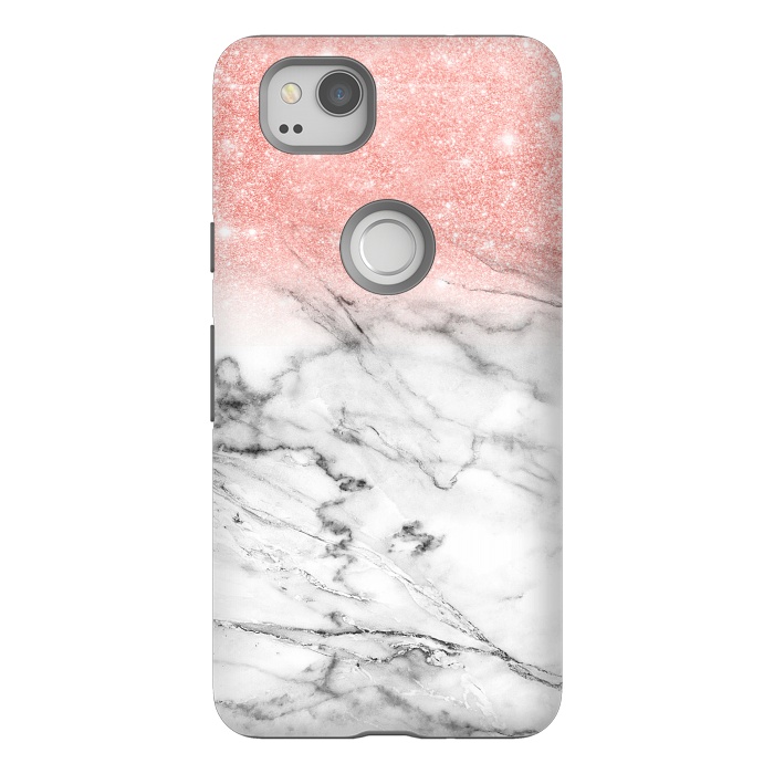 Pixel 2 StrongFit Rose Gold Glitter on Marble by  Utart