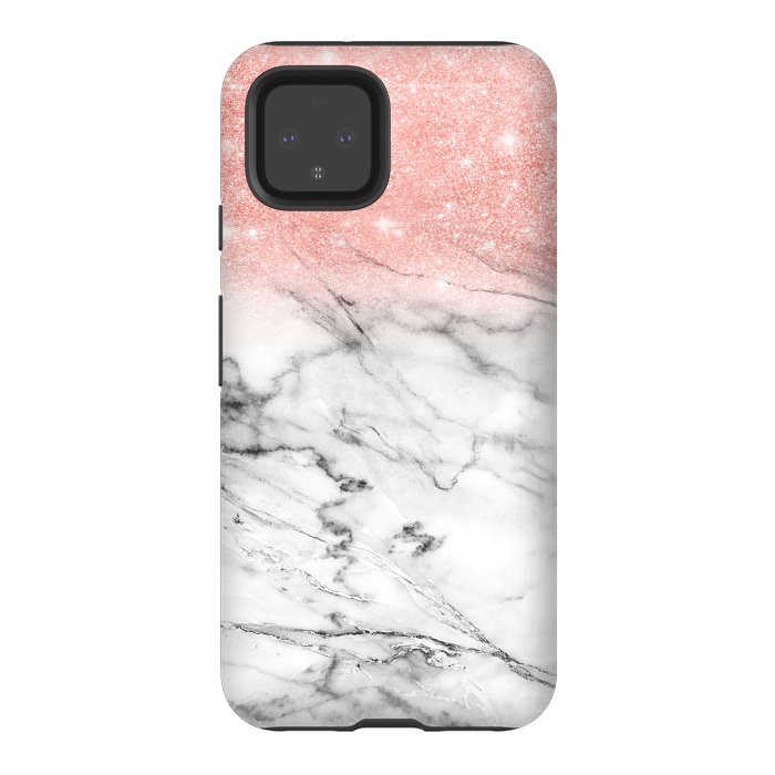 Pixel 4 StrongFit Rose Gold Glitter on Marble by  Utart