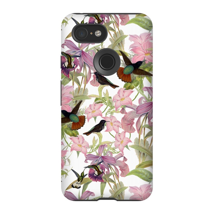 Pixel 3 StrongFit Hummingbirds and Tropical Flowers by  Utart