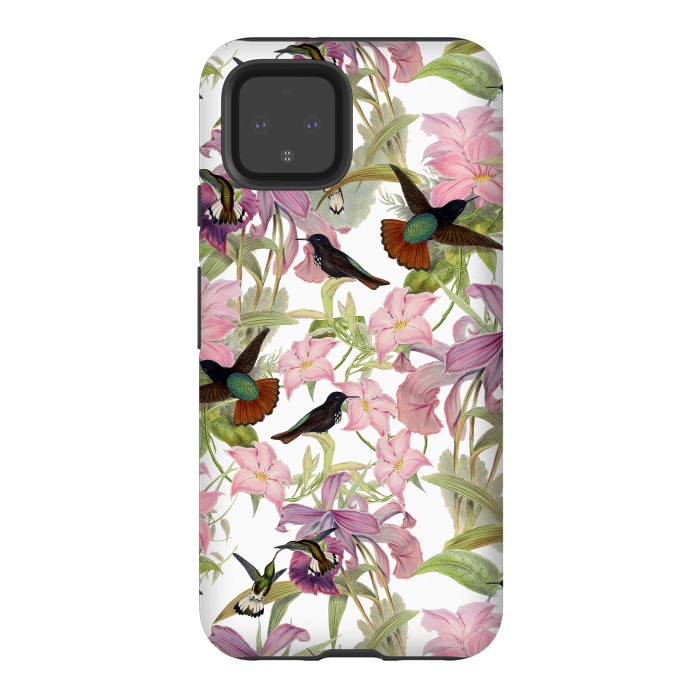 Pixel 4 StrongFit Hummingbirds and Tropical Flowers by  Utart