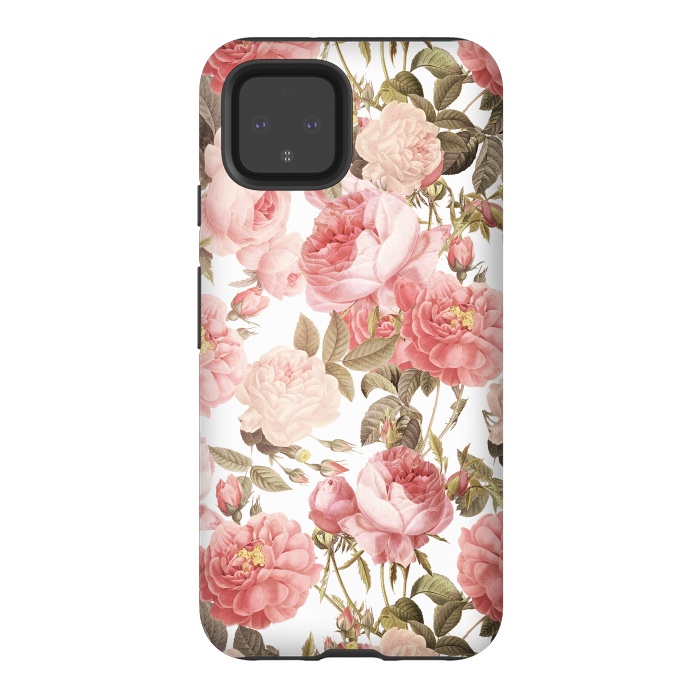 Pixel 4 StrongFit Peach Victorian Roses by  Utart