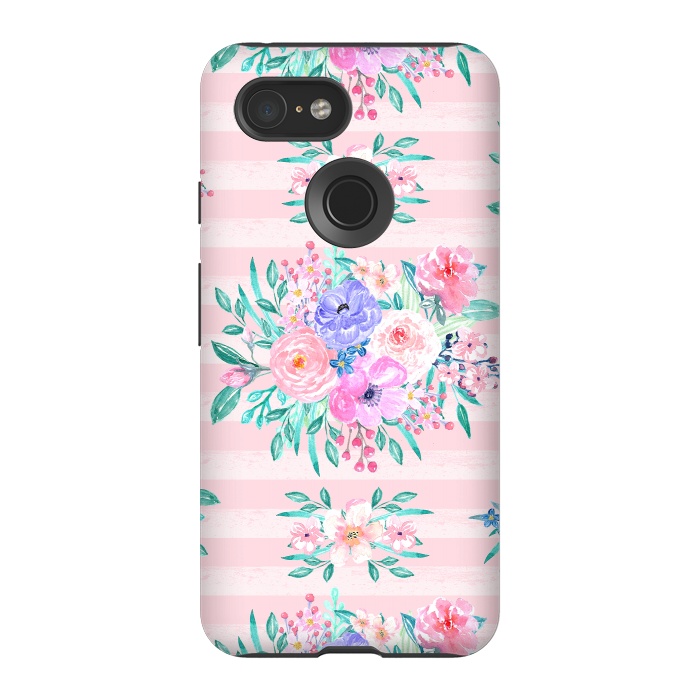Pixel 3 StrongFit Beautiful watercolor garden floral paint by InovArts