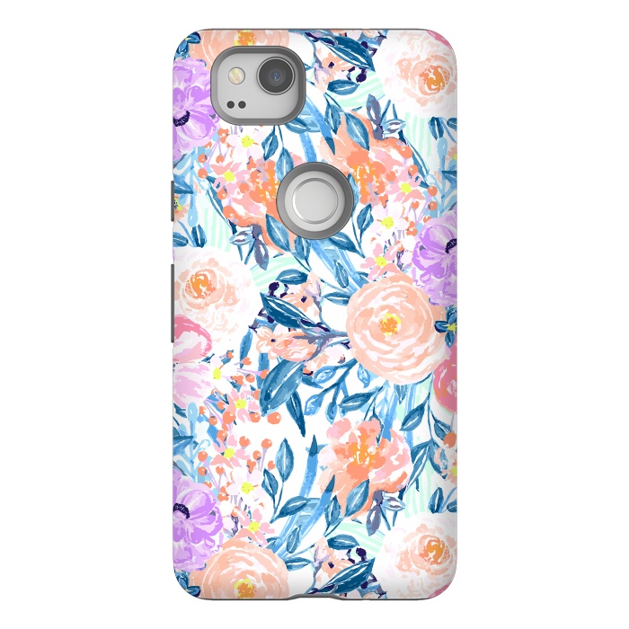 Pixel 2 StrongFit Modern watercolor garden floral paint by InovArts