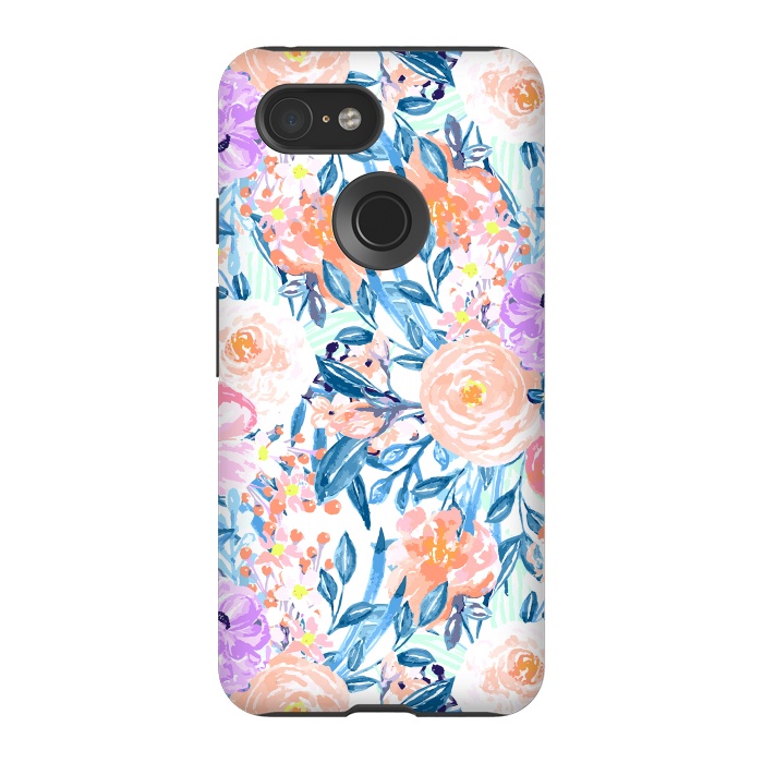 Pixel 3 StrongFit Modern watercolor garden floral paint by InovArts
