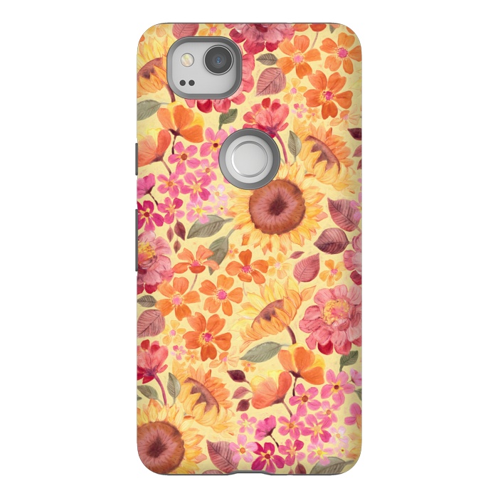 Pixel 2 StrongFit Happy Boho Autumn Floral  by Micklyn Le Feuvre