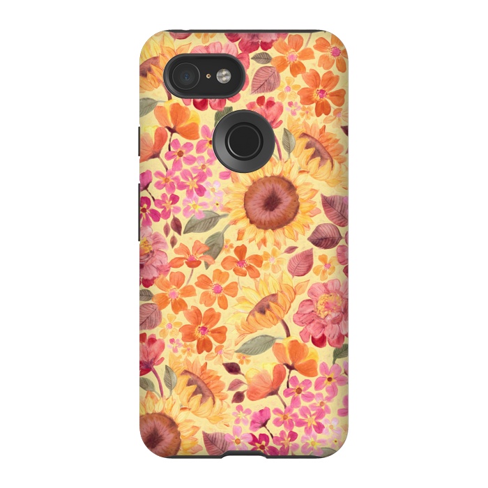 Pixel 3 StrongFit Happy Boho Autumn Floral  by Micklyn Le Feuvre