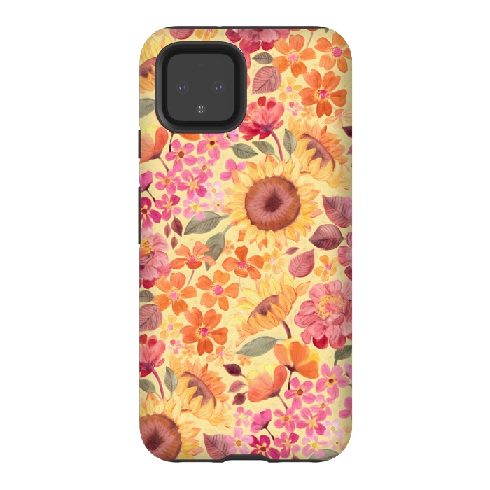 Pixel 4 StrongFit Happy Boho Autumn Floral  by Micklyn Le Feuvre