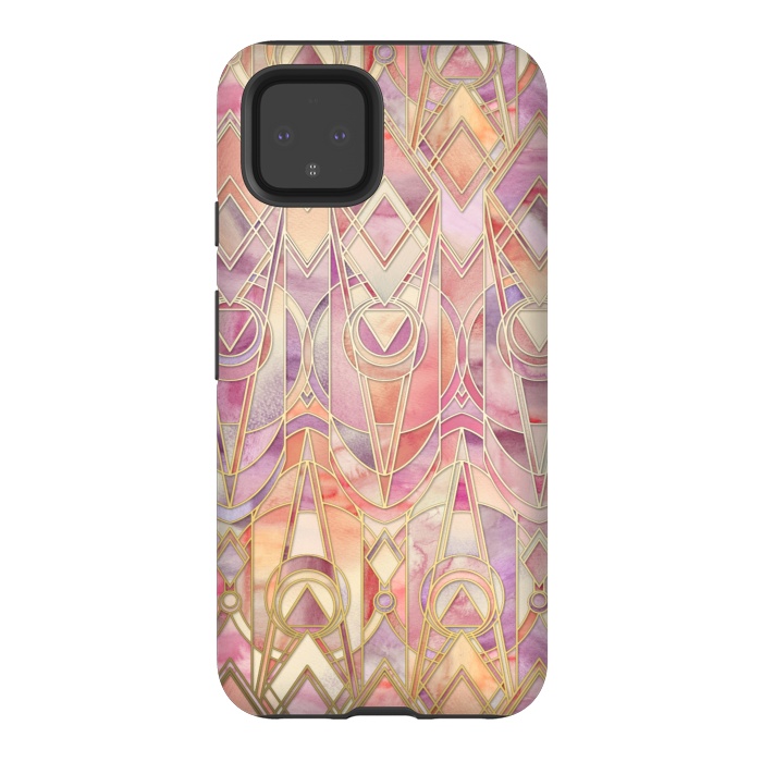 Pixel 4 StrongFit Autumn Peach and Amethyst Art Deco Pattern by Micklyn Le Feuvre