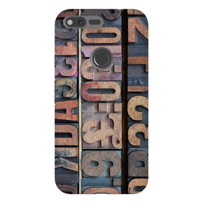 Pixel XL StrongFit Old Wooden Print Blocks by Andrea Haase