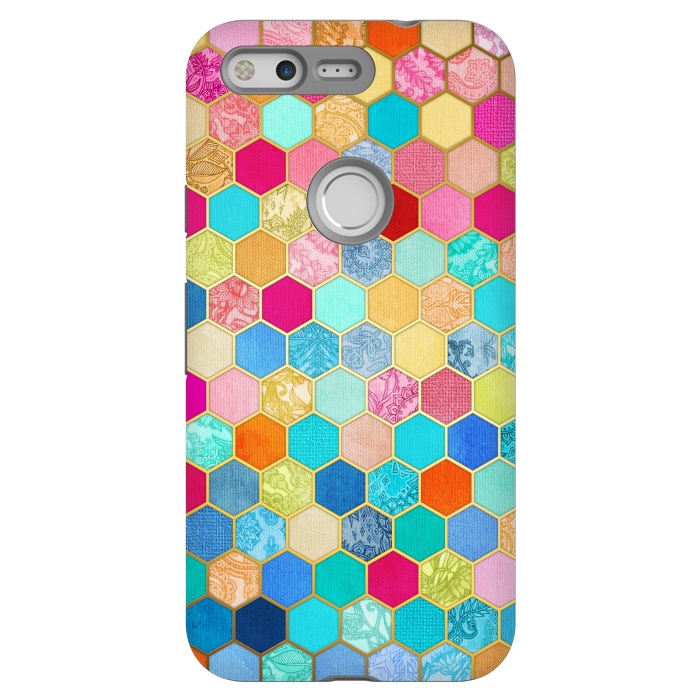 Pixel StrongFit Patterned Honeycomb Patchwork in Jewel Colors by Micklyn Le Feuvre